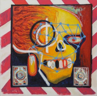Dirk Kruithof 'Facial Recognition (skull)' acrylic, oil on canvas, 2015